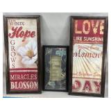 (3) Framed Wall Sayings (Love, Dream) Art