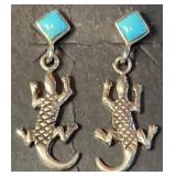 Sterling & Turquoise Lizard Earrings