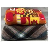 (2) Soft Plaid & Autumn Theme Throw Blankets
