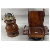 Wood Rocking Chair Organizer & Oil Lamp