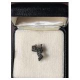 3D Sterling Silver Saddle Tie tack
