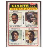1981 GIANTS 1980 Team Leaders Topps Football