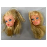 (2) 1970's Blonde Blue Eye Barbie Heads