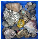 Milk Crate w/Layer of Rocks, Minerals & Agates
