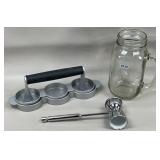 Trio Mini Hamburger Press, Cocktail Jigger &