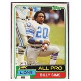 1981 Billy Sims ALL PRO Topps Football Trading