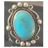 Navajo Sterling & Turquoise Ring, Size 6 1/4