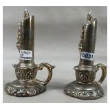 Silver Plate Candle Shape Salt & Pepper Set