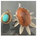 Gold Tone & Silver Tone w/Cabochons Pendants