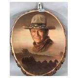 John Wayne Oval Decoupage Wood Picture
