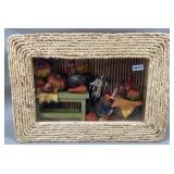 Rustic Kitchen Shadow Box Diorama w/Rope Border