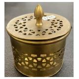 Brass Round Lidded Cricket Box, India