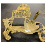 Art Nouveau Teleflora Brass Inkwell & Pen Stand