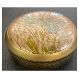 Champleve Iris Brass Coaster Trinket Box