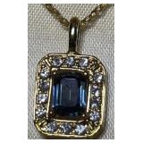 Blue & Clear Austrian Crystal Pendant on 18'