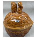 Squirrel on Walnut Lidded Candy Dish