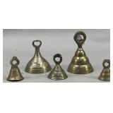 (5) Indian Etched Brass Bells 1'-3'