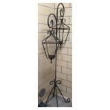 Rustic Wrought Iron Double Lantern Candelabra