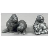 Raccoon & Beaver Hudson Fine Pewter Figurine Pairs