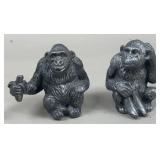Pair of Pewter Chimps w/Bananas 2' Figurines