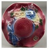 Royal Copley Floral Straw Hat Wall Pocket