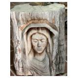 Hand Carved Lady Face in Wood, 14' x 23' x 8'