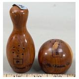 Wood Bowling Pin & Ball Salt & Pepper Set