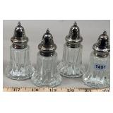 (4) Metal Top Tassle Shape Clear Glass Shakers