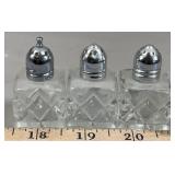 (3) Small Glass Cube Shakers w/Metal Lids