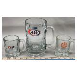 (1) Large & (2) Small A&W Root Beer Mugs