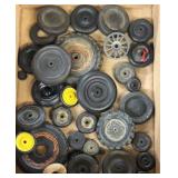 Old Metal & Rubber Toy Tractor Wheels
