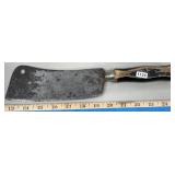 Antique 12.5' Meat Cleaver, Stamped w/Wood Handle