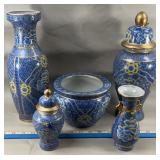Chinese Porcelain Blue & Yellow Vases, Planter &