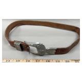 Tooled Leather 28' Belt w/Silver Tone Buckle, Etc.