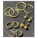 (6)pr Gold Tone Hoop, Knot & Post Earrings