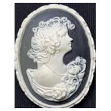 Black & White Resin Cameo Brooch