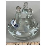 Duck Trio Blown Glass Signed Paperweight