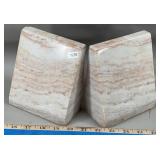 White & Pink Onyx Bookends