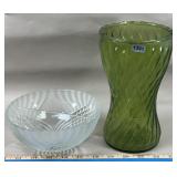 Hoosier Green Glass Vase & Rosted Trillium Tiara