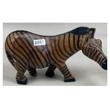 African Folk Art Hand Carved Wood 7' Zebra