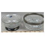 (2) Pressed Glass w/Silver Plate Trim Nut Dishes