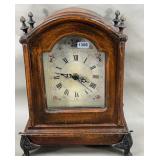 Wood Cabinet Battery Mantel Clock w/Metal Accents