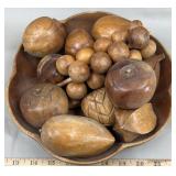 MCM Monkey Pod Wood Fruit Set w/Bowl