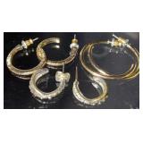 (3)pr Gold Tone Hoop Earrings