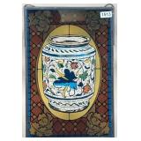 Painted Stained Glass Panel Drug Store Window