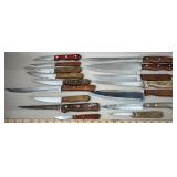 Assorted Wood Handle Kitchen Knives