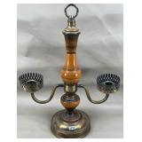 Turned Wood w/Bronze Arms 15' Candelabra