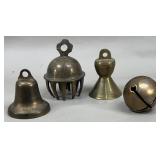 (4) Brass Bells; Jingle & India, 1.5'-2.5'