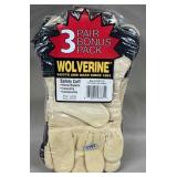 New 3-Pair Wolverine Gloves, Size Large