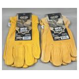 (2) New Leather West Chester Gloves, Size Large